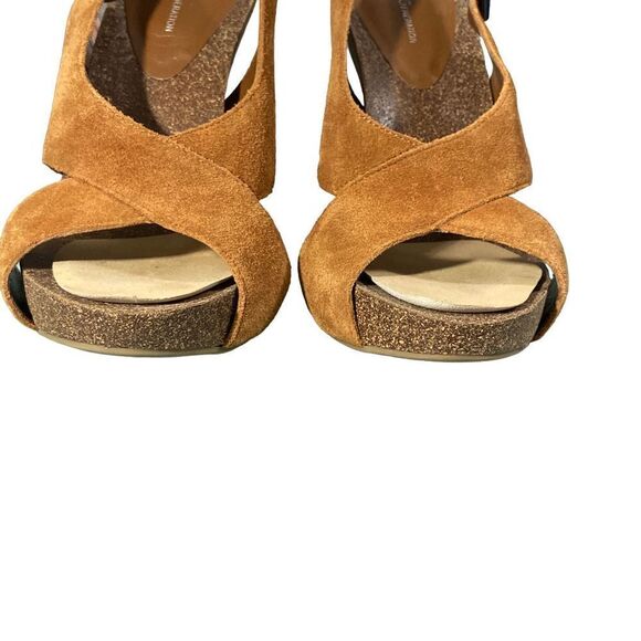 Womens BCBGeneration Brown Suede Open Toe High Heel Shoes - Picture 2 of 9